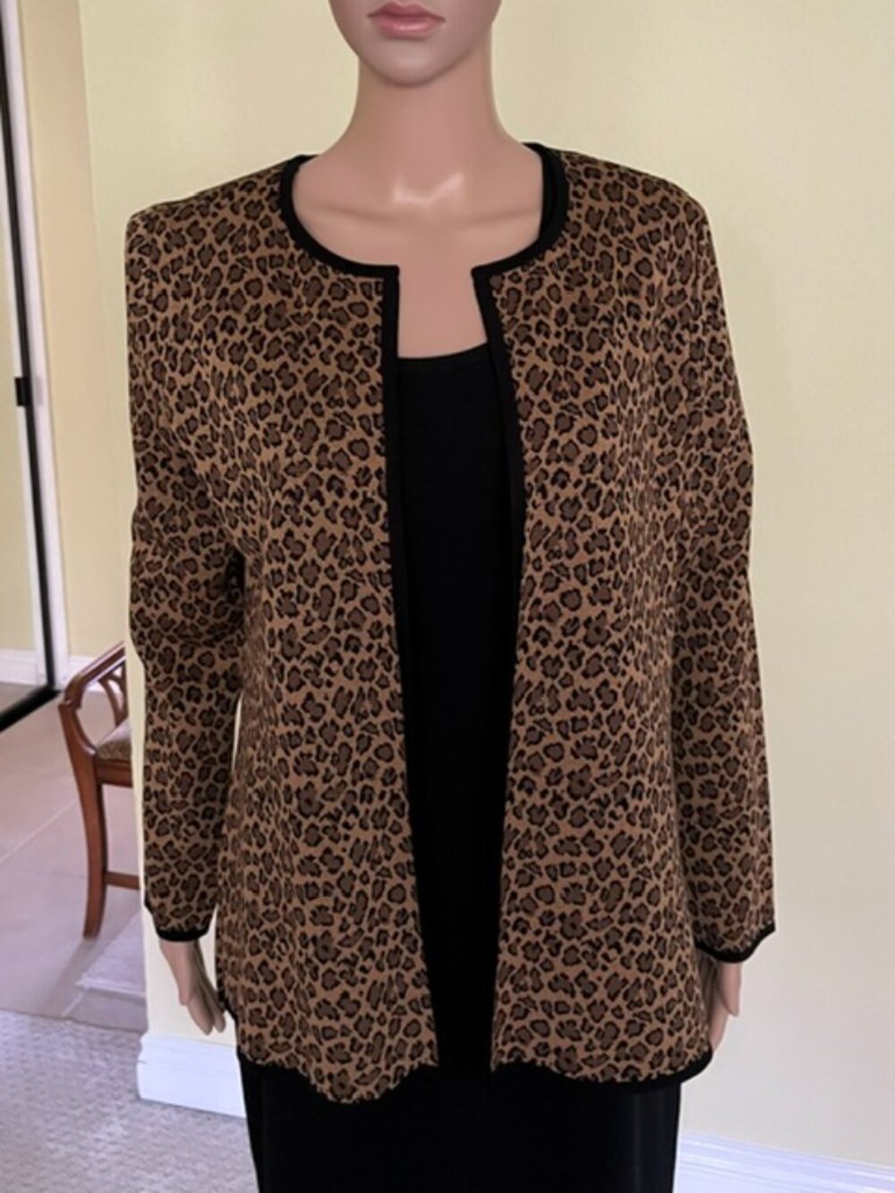 Ming Wang Medium Open Front Animal Print Jacket M